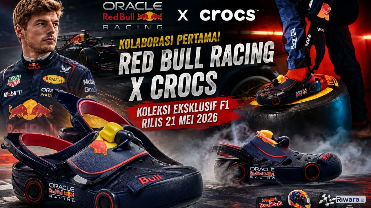 Koleksi eksklusif Red Bull Racing x Crocs resmi diluncurkan jelang GP Kanada 2026 dengan desain unik terinspirasi mobil Formula 1 dan detail khas tim Red Bull Racing